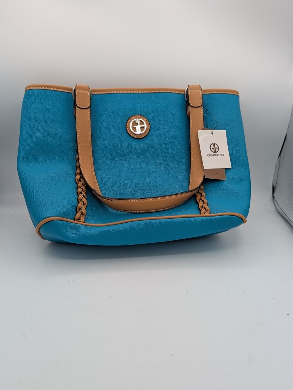 NWT! Giani Bernini Saffiano Handbag/ should bag purse. Blue Fish. Some markings.